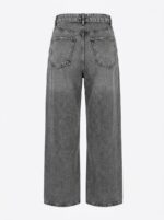 Beli katlama detaylı gri wide leg jean - Görsel 2