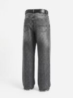 Kemerli Baggy Fit Yüksek Bel Füme Jean - Görsel 3