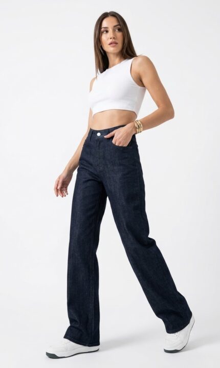 Lacivert Loosefit Jean - Kadın